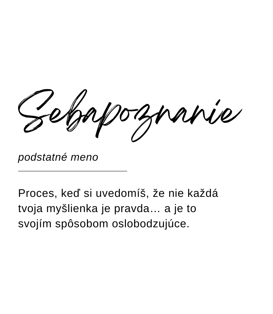 Návrh etikety sviečky Kiskedves vo forme slovníkového hesla: „Sebapoznanie, podstatné meno – Proces, keď si uvedomíš, že nie každá tvoja myšlienka je pravda… a je to svojím spôsobom oslobodzujúce.“